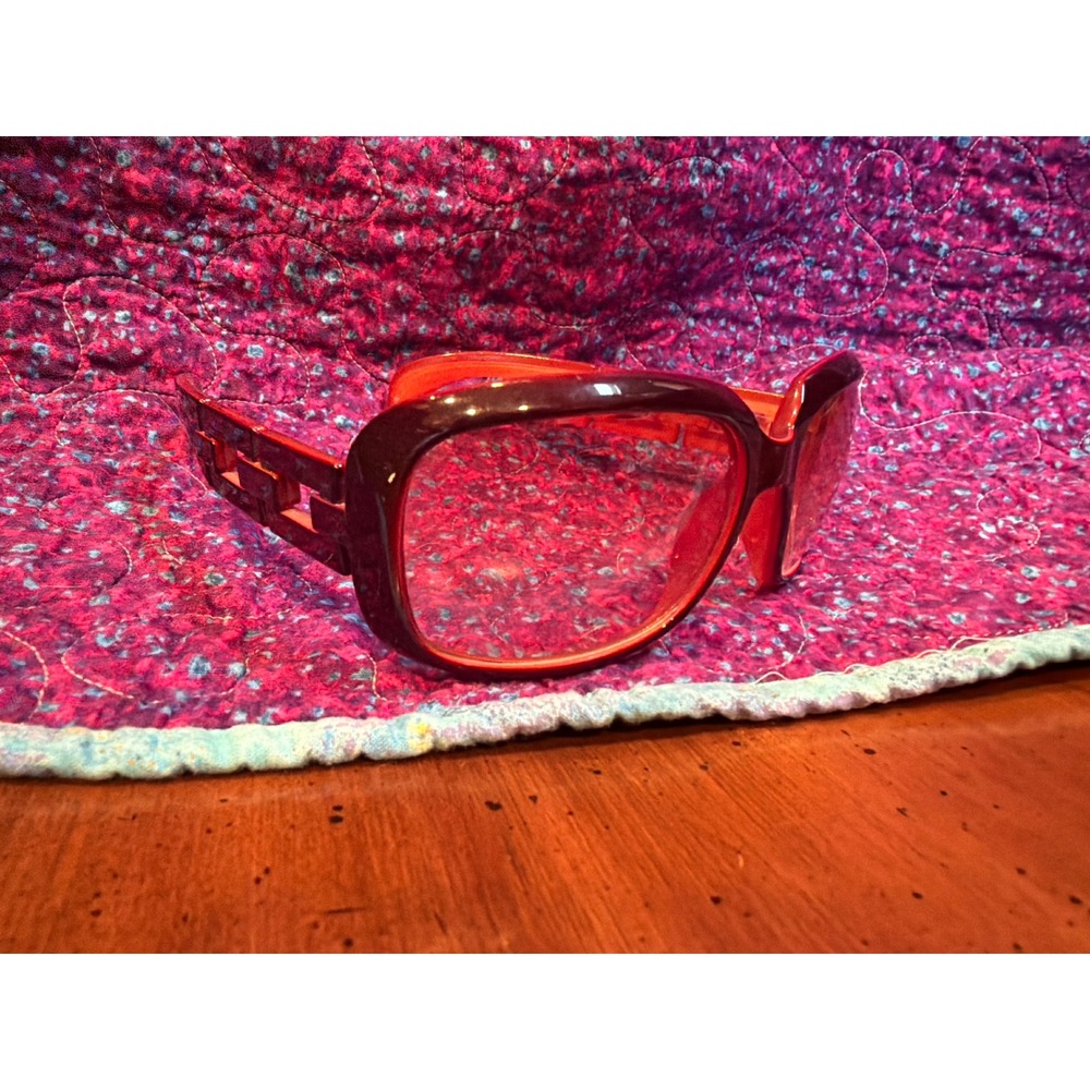 Y2K Retro Oversized Square Sunglasses Two Tone Red Chain Link 8208 Office Siren